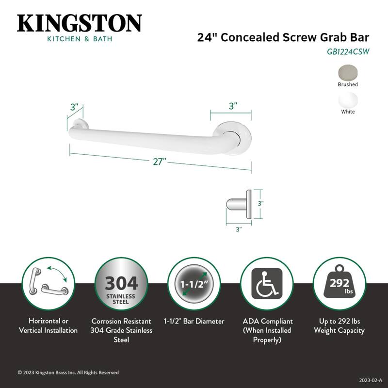 Kingston Brass Made To Match 24-Inch Stainless Steel Grab Bar