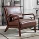 Aston Modern Solid wood Accent Chair - One-person position - Leather-Brown