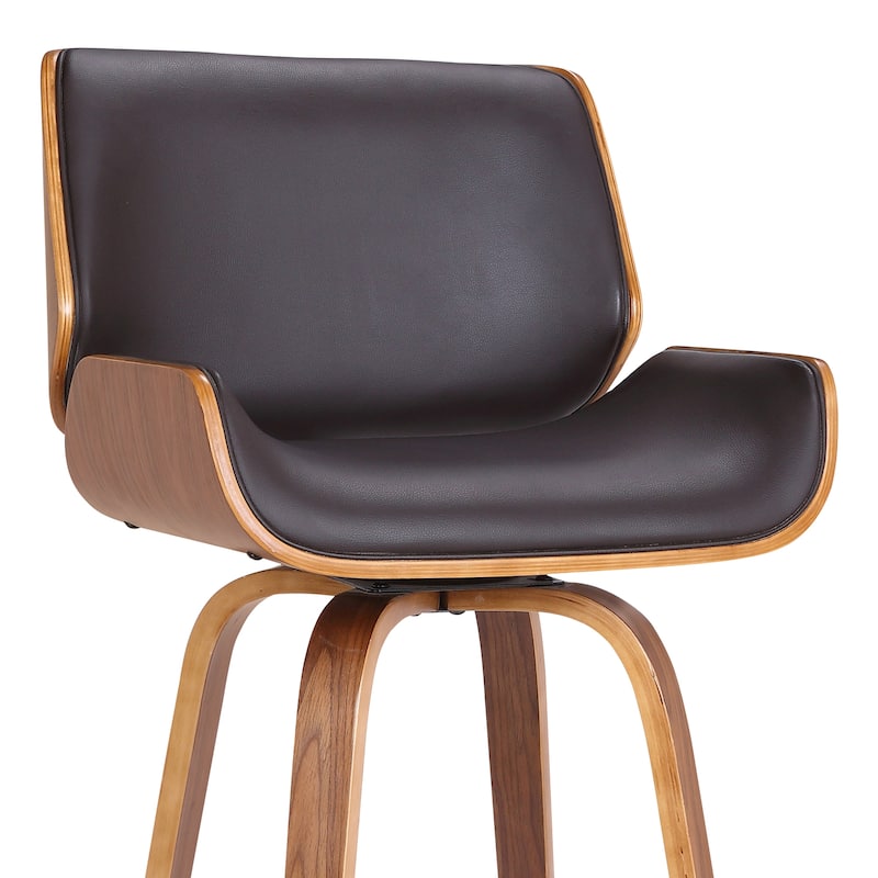 Tyler Mid-Century Swivel Bar Stool, Upholstered Counter Height Chair with Bentwood Legs