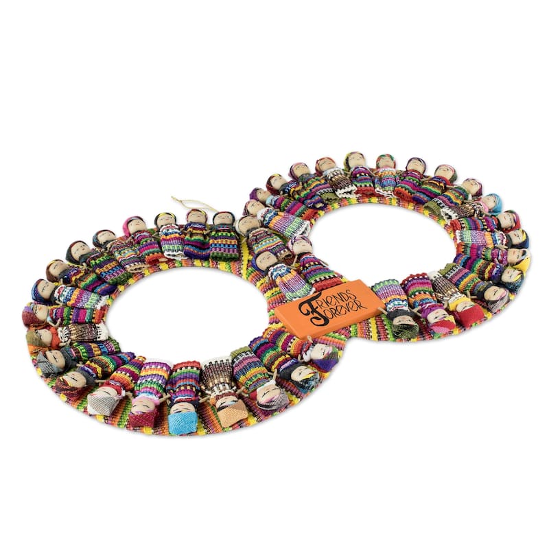 Novica Handmade Friends Forever Cotton Worry Doll Wreath