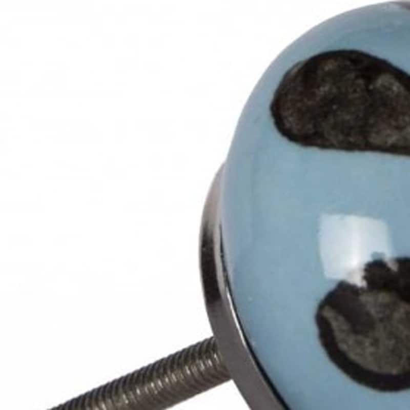 HomeRoots Set of Twelve Blue And Black Geometric Ceramic Drawer Pull Knobs - 1.5" x 1.5" x 1.5"