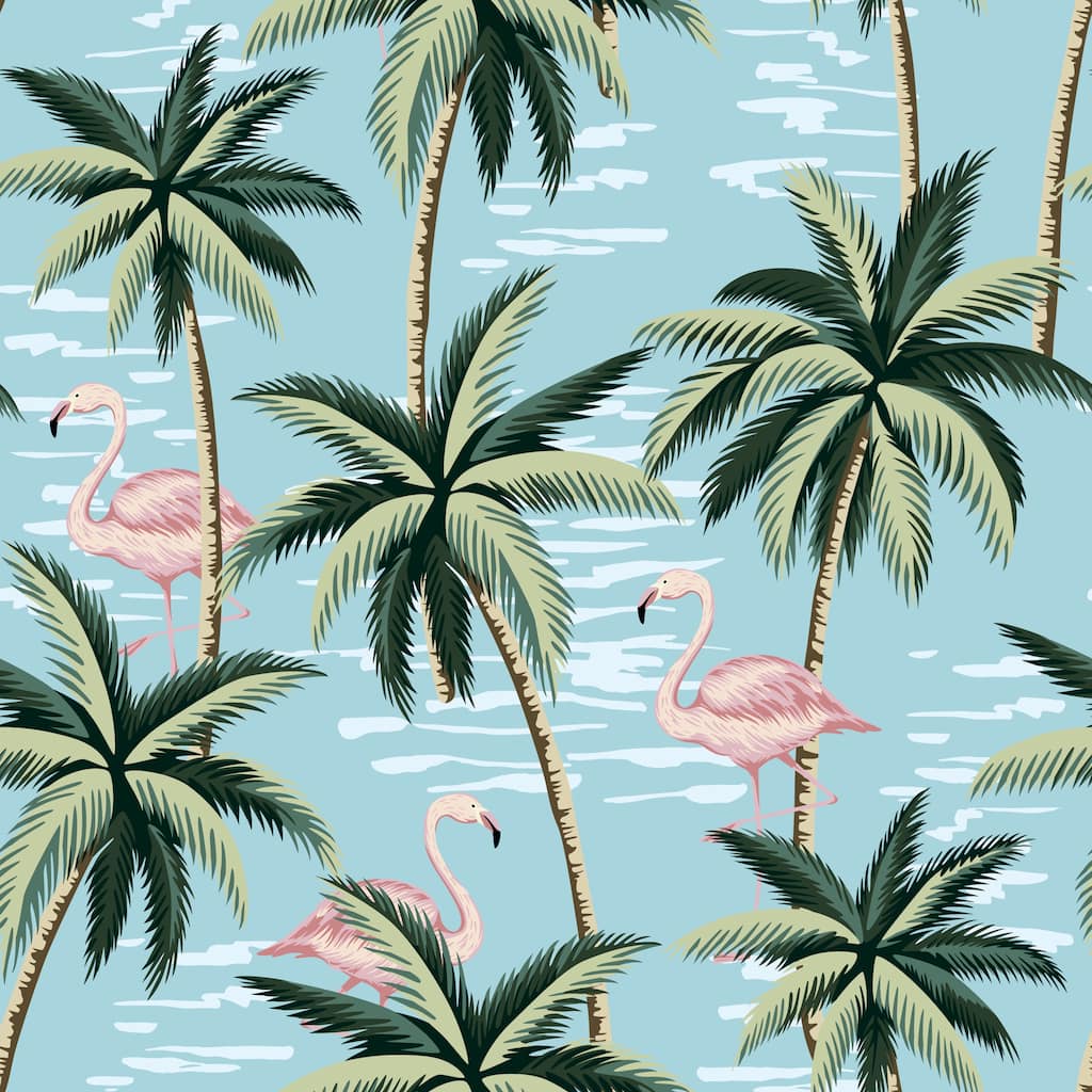 Tropical Flamingos Removable Wallpaper - 10'ft H x 24''inch W