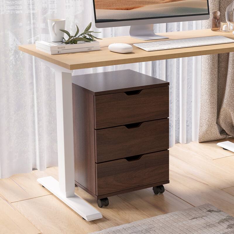 3-Drawer Vertical Filing Cabinet Rolling Wood Mobile File Cabinets Under Desk for Home Office with Casters (Fully Assembled)