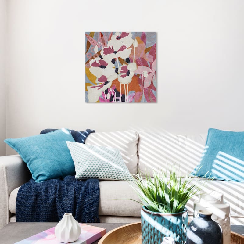 Wynwood Studio Canvas Abstract Floral Bouquet Splash Pink and Rose Gold Glam Wall Art Canvas Print - 20 x 20