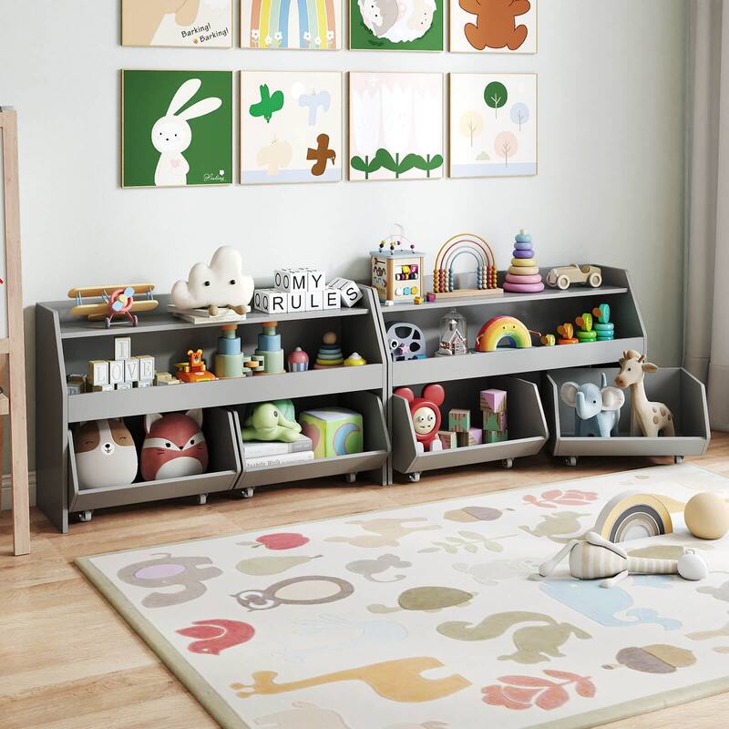 Costway Kids Toy Storage Organizer with 2 Movable Drawers Open Shelf - See Details