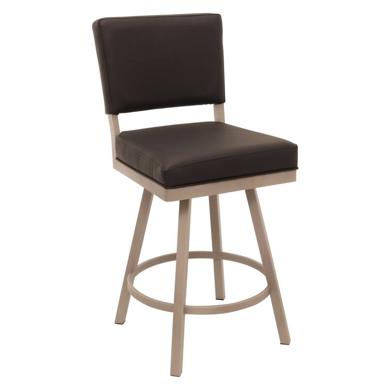 Tempo Furniture Emerson Swivel 26" Counterstool w/ Fully Welded Metal Frame (Commercial Grade) by Furnish Theory (Var. Colors) - Sterling Mist & Obsidian Black
