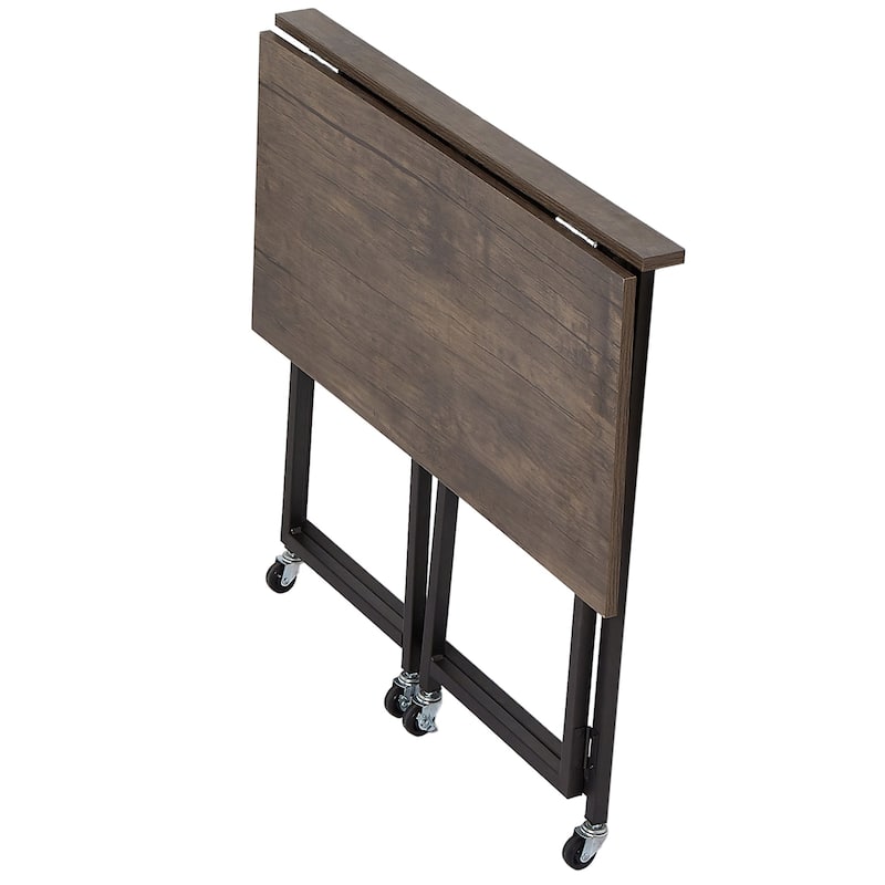 Javlerg Mobile Folding Computer Desk, 31.5" No Assembly Rolling Writing Desk, Space Saving Foldable Laptop Table for Home Office