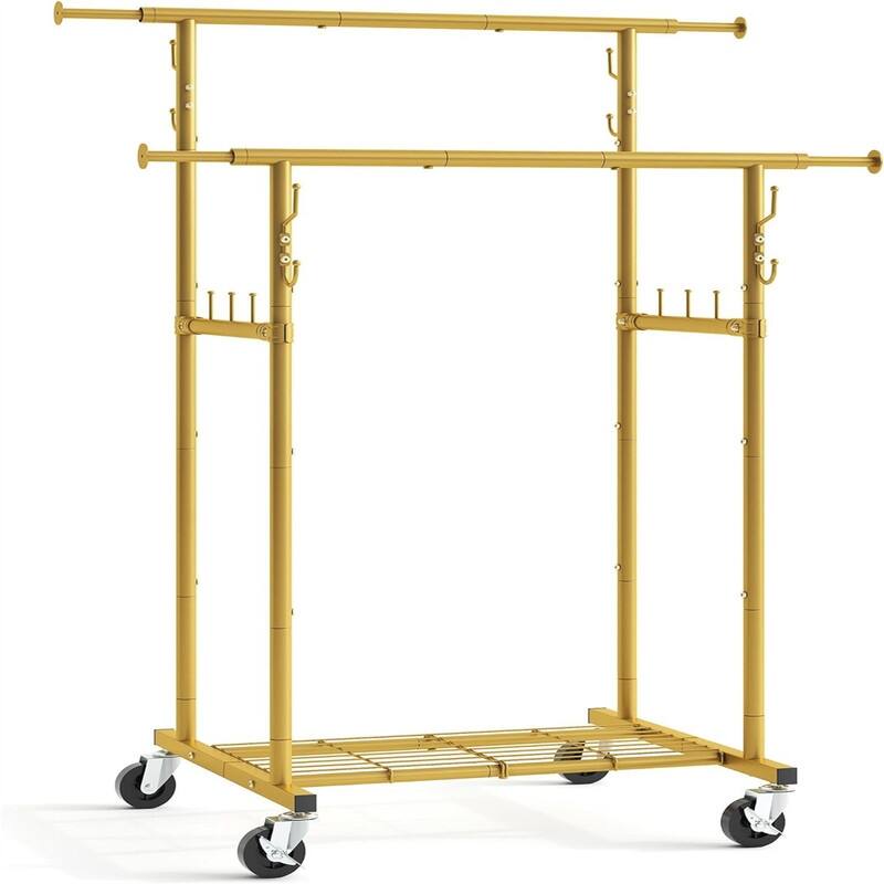 Double Rod Garment Rack - 26"D x 47.3"W x 64.2"H