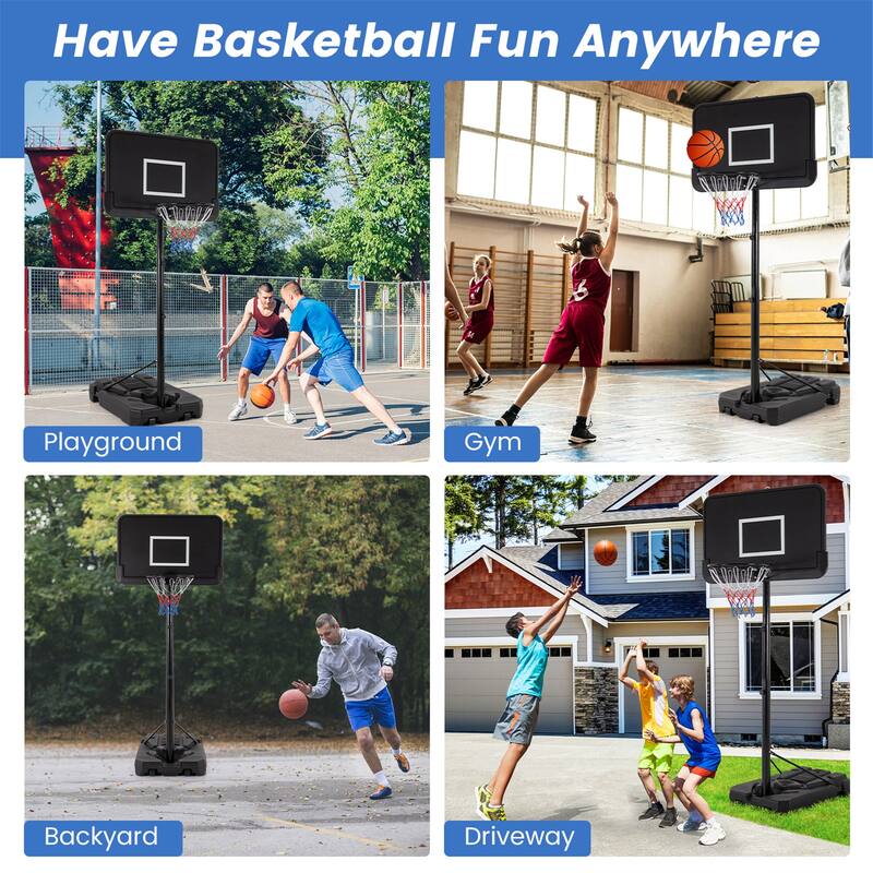 Gymax 6.5-10 FT Adjustable Portable Basketball Hoop w/ 44 Inch
