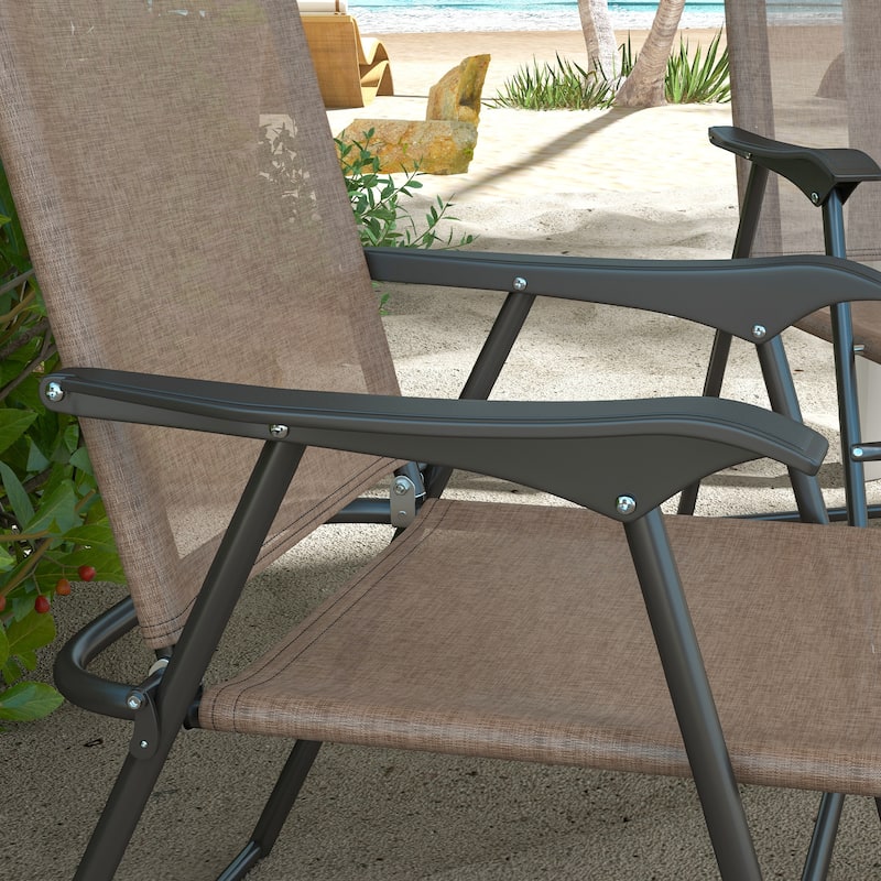 Outsunny Folding Patio Chairs, Set of 4 Sports Chairs for Adults, Camping Chairs