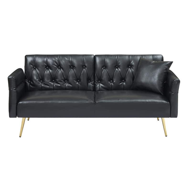 61.4" Faux Leather Split Upholstered Sofa Bed