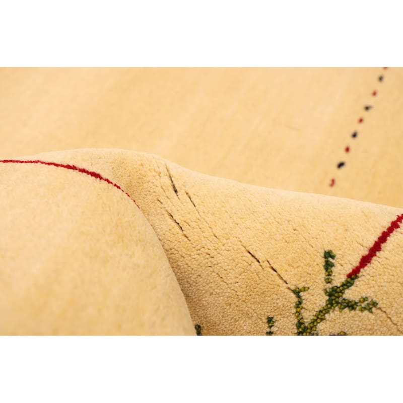 ECARPETGALLERY Hand Loomed Kashkuli Gabbeh Light Yellow Wool Rug - 3'11 x 5'8