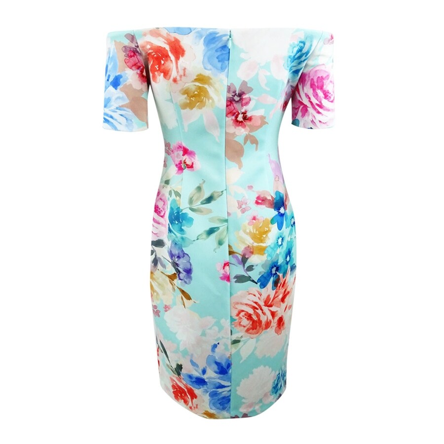 calvin klein floral off the shoulder dress