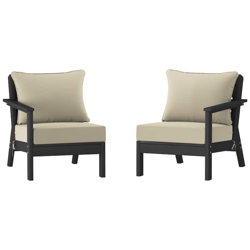 Polytrends Birchwood All Weather HDPE Outdoor Patio Deep Seating Black Loveseat (2-Piece)