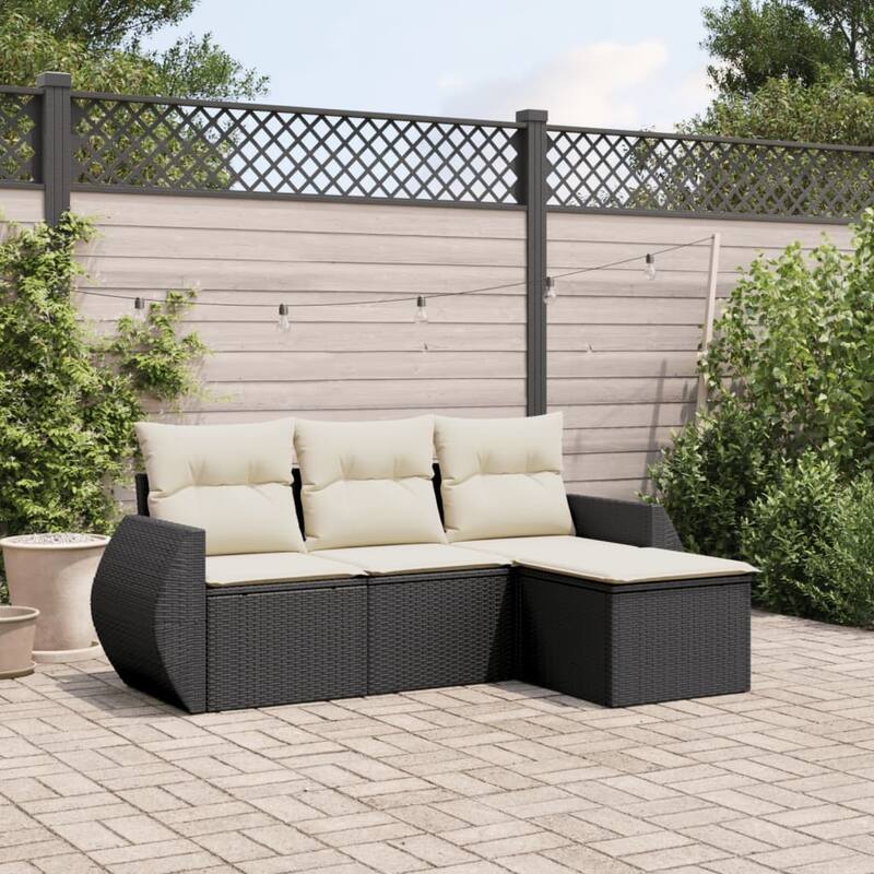 vidaXL Garden Sofa Set - 21.7 x 21.7 x 14.6 - Black and cream Without table