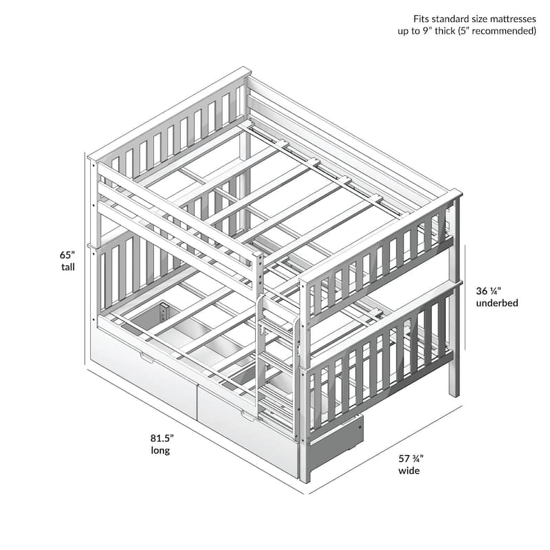 Max and Lily Full over Full Bunk Bed with Storage Drawers