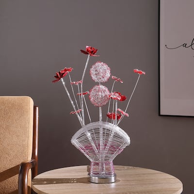 21.5 In LED Aluminum Rose Petal Vase Table Lamp