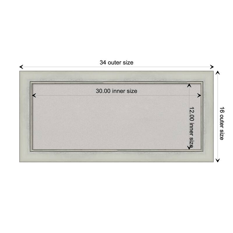 Flair Framed Grey Corkboard Bulletin Board - Flair Silver Patina - Board Size 30x12