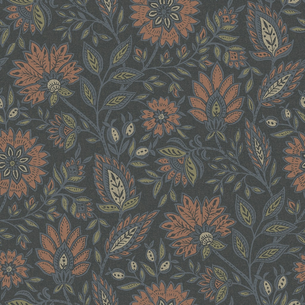 NuWallpaper Waverly Indira Aster Charcoal Peel and Stick Wallpaper - N/A