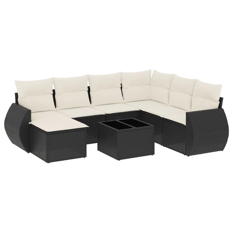 vidaXL Patio Sofa Set with Cushions Outdoor Conversation Furniture Poly Rattan