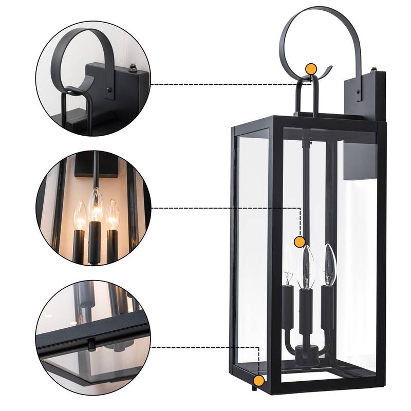 C Cattleya 1 Pack 3-Light 25.5-in Dusk to Dawn Outdoor Wall Light with Close Bottom