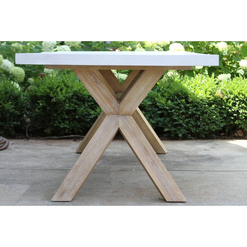 Cordelia 5-Piece Ivory Composite, Wheat Wicker and Eucalyptus Wash Rectangle Dining Set