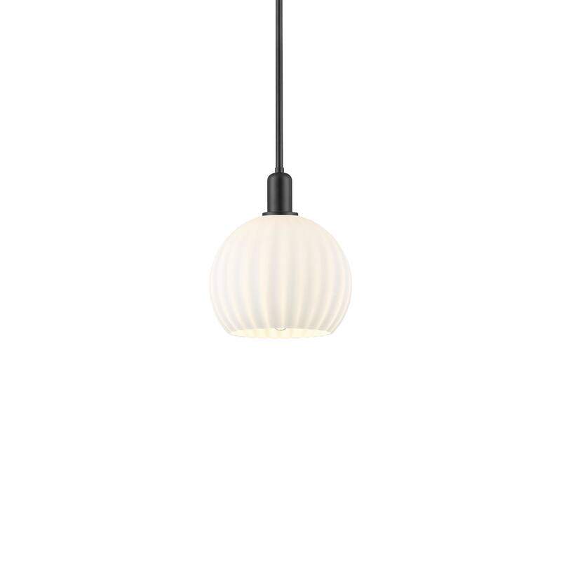 Innovations Lighting 716-1S-13-10 White Venetian Pendant White - Matte Black / White Venetian