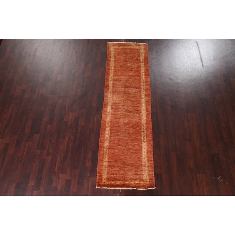 Gabbeh Kashkoli Wool Runner Rug Hand-knotted Oriental Hallway Carpet - 2'8" x 9'3"