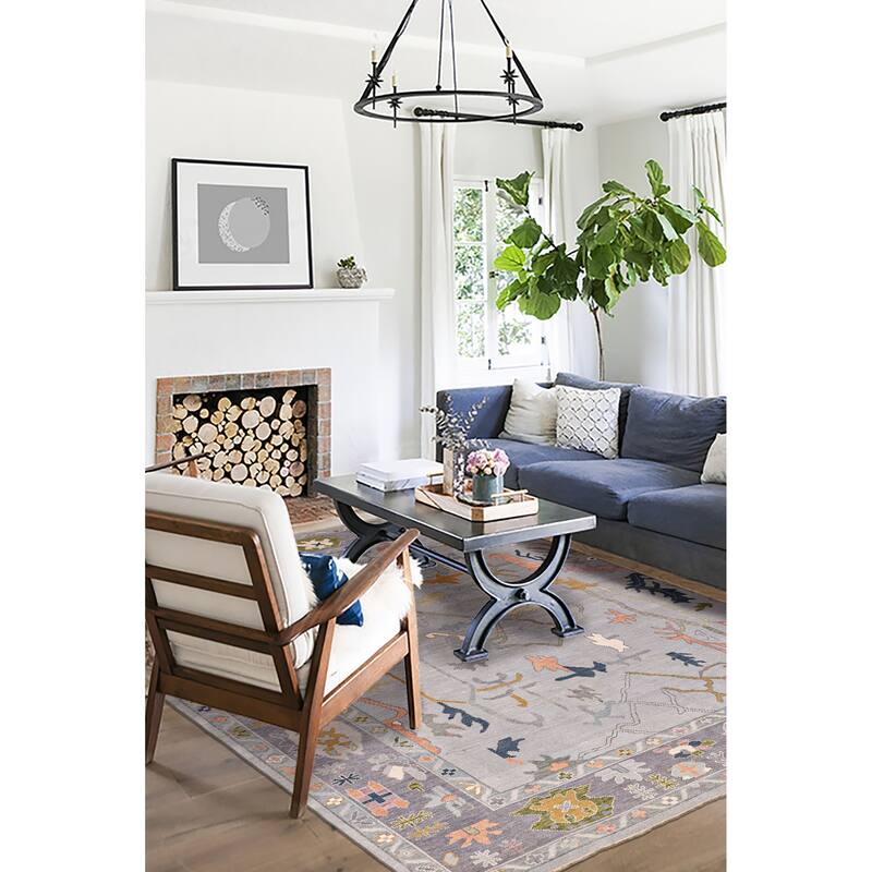 ECARPETGALLERY Hand-knotted Modern Oushak Light Grey Wool Rug - 9'0 x 11'9