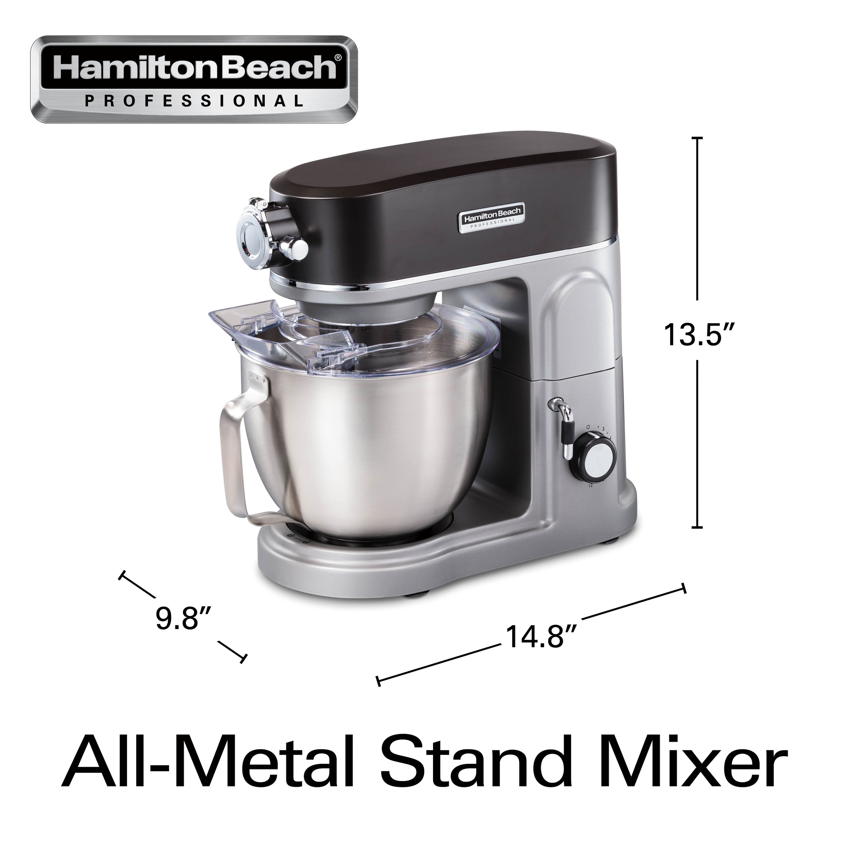 Hamilton Beach Professional 4.5 qt. 12-Speed Black and Silver Stand Mixer