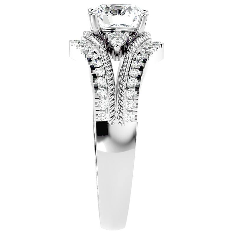 1 1/3Ct Diamond & Moissanite Designed Accent Engagement Ring in Gold