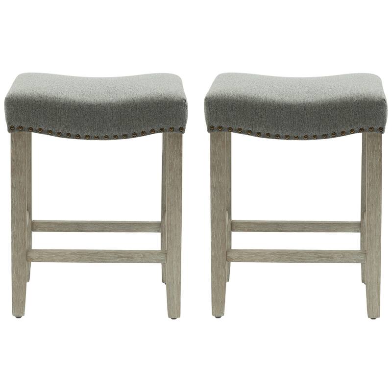 Jameson Upholstered Polyester Gray 24 Inch Counter Stool (Set Of 2)