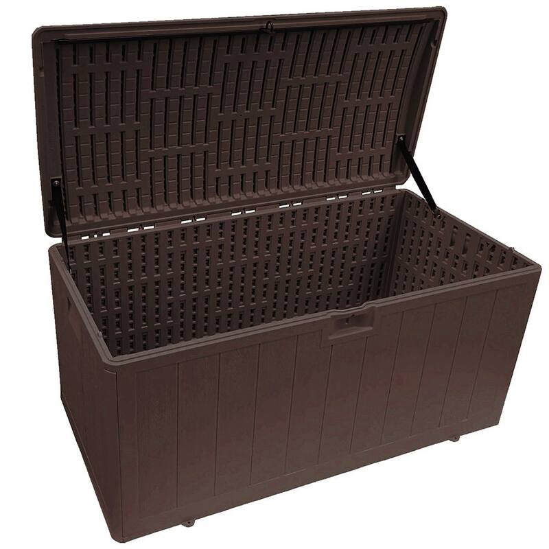 Plastic Development Group 105-Gallon Resin Outdoor Storage Patio Deck Box, Gray