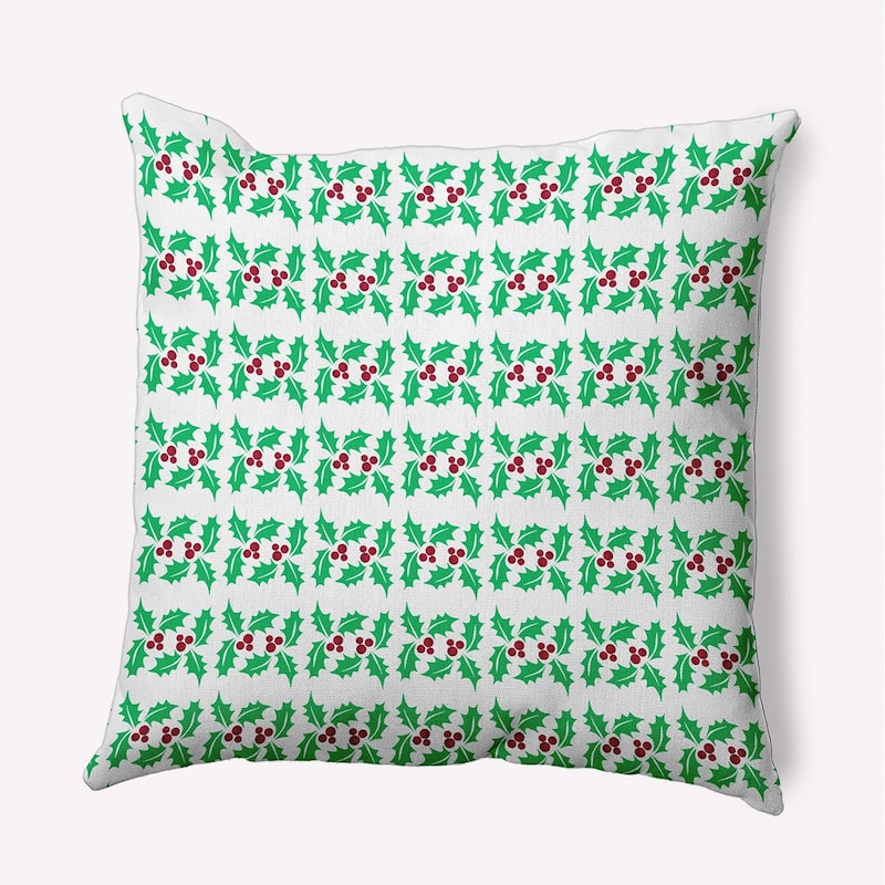 Holly Stripes Christmas/Winter Accent Pillow - 16" x 16" - Bright Green