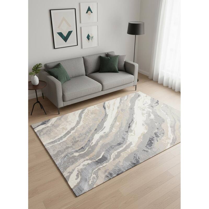HomeRoots Abstract Modern Rectangle Area Rug - 5' X 8' - 5' X 8'