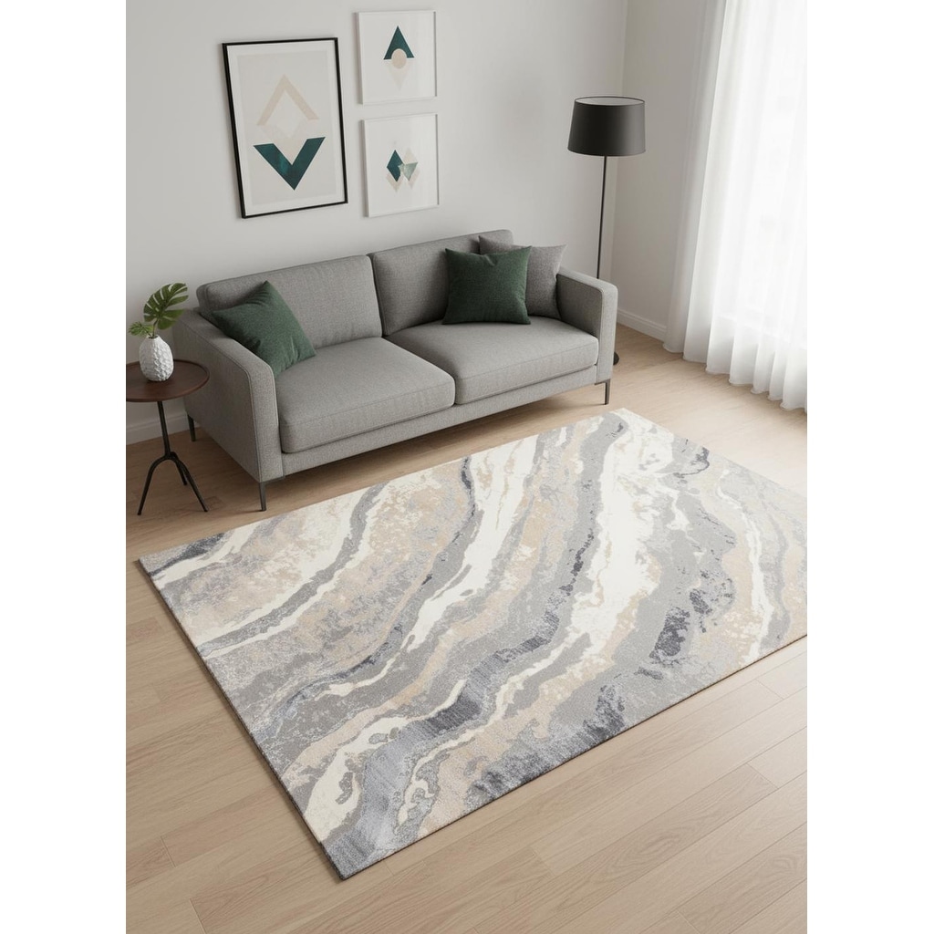 HomeRoots Abstract Modern Rectangle Area Rug - 5' X 8'