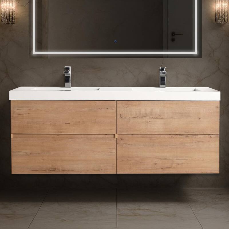 Blossom Assisi 72 Inch Wall Mounted Bathroom Vanity with Sink - Classic Oak - 60" with Acrylic Sink