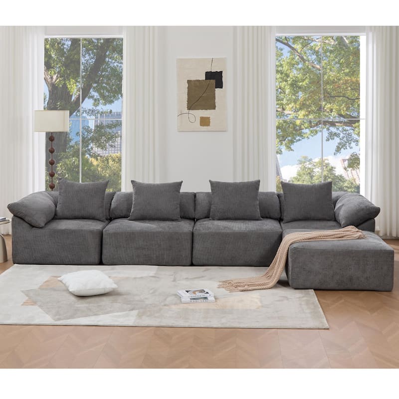 142" L Shaped Modular Sectional Sofa No Assembly