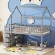 preview thumbnail 2 of 17, Twin Wood House Bunk Bed with Shelves & Drawers