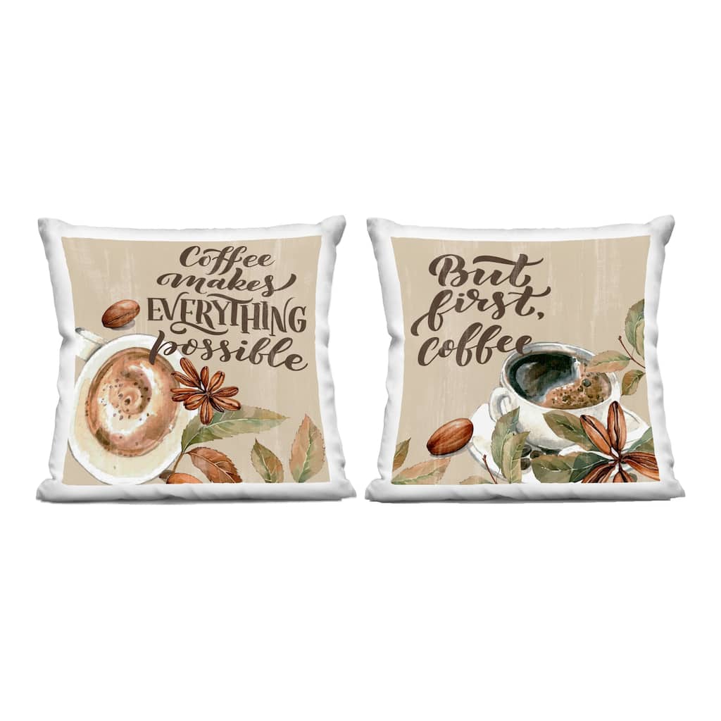 Stupell Rustic Kitchen Coffee Phrases Decorative Printed Throw Pillow Design by Kim Allen (Set of 2)