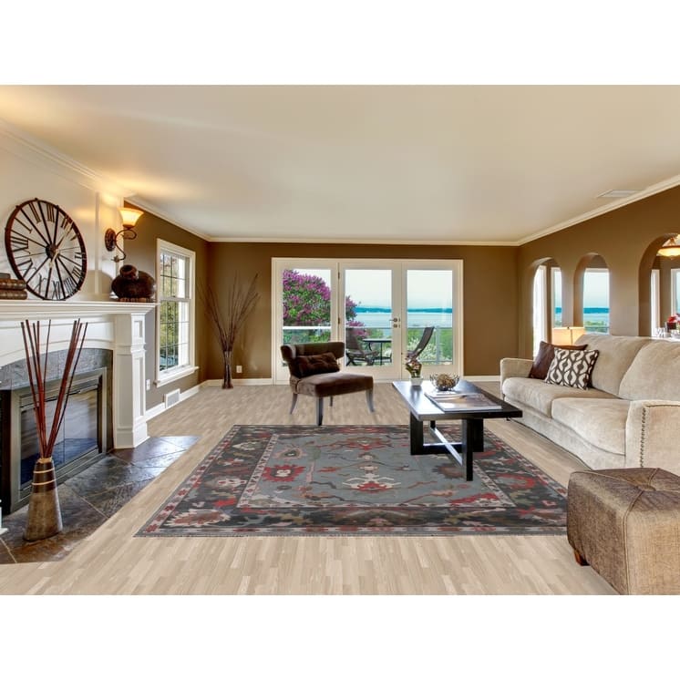 Transitional Oushak Oriental Area Rug Handmade Wool Carpet - 7'11"x 9'11"