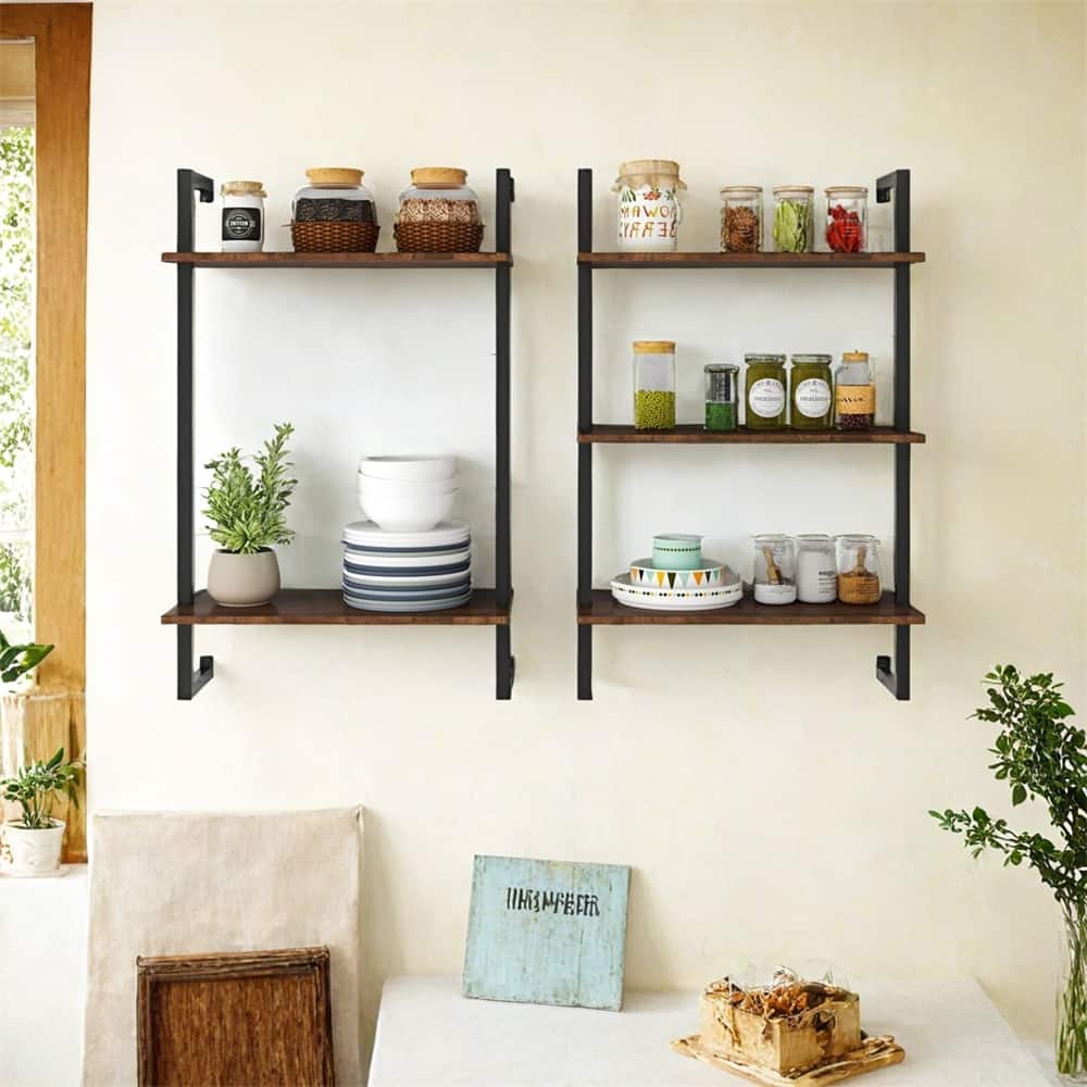 3 Tier & 2 Tier Bathroom Shelves Metal,Wood Hanging Storage Bookshelf