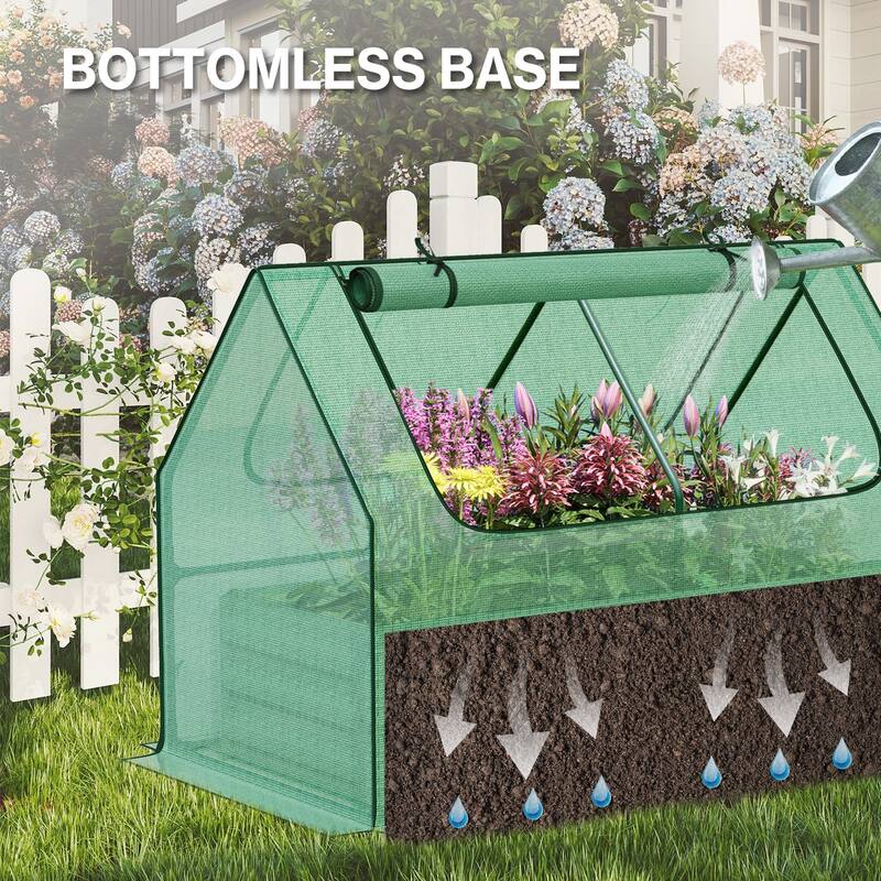 Aoodor Raised Garden Bed Kit with PE Cover, Screen Windows