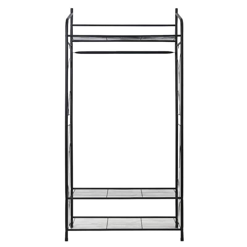 Multifunctional Clothes Rack Stand Metal Shelf Shoes with Shelves Hanging