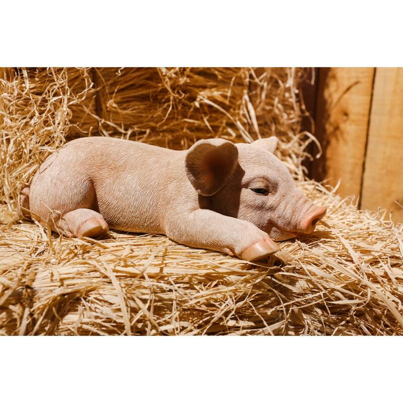 11.50" Sleeping Piglet Outdoor Garden Statue