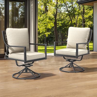 Gymojoy Patio Swivel Dining Chairs Set of 2, Outdoor 360° Swivel & 15° Rocking Chairs with All-Weather Textilene Fabric