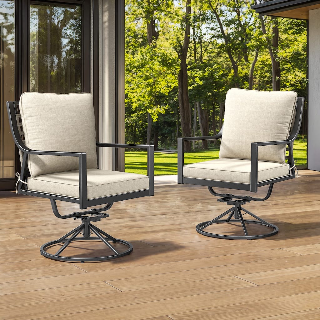 Gymojoy Patio Swivel Dining Chairs Set of 2, Outdoor 360° Swivel & 15° Rocking Chairs with All-Weather Textilene Fabric