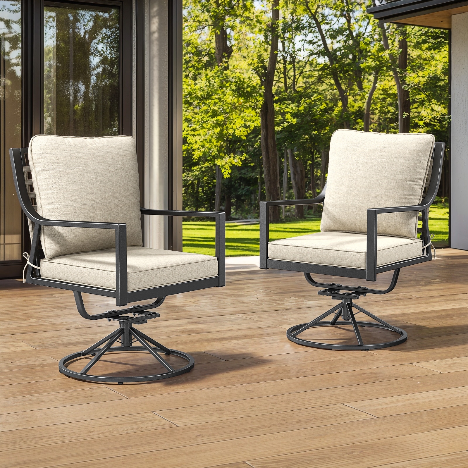 Gymojoy Patio Swivel Dining Chairs Set of 2, Outdoor 360° Swivel & 15° Rocking Chairs with All-Weather Textilene Fabric