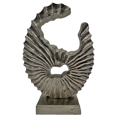 Decorative Handmade Aluminum 10.5 inch Abstract Moon Sculpture - 7.5 x 4 x 10.5 in