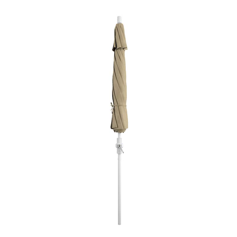 California Umbrella 9' Rd.Crank Lift, Collar Tilt, Aluminum Pole, Fiberglass Rib Patio Umbrella, White Finish, Sunbrella Fabric